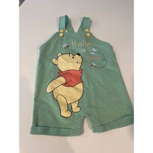 Disney Baby 2-Piece Green Winnie The Pooh Romper With Embroidered "Hello Up Ther